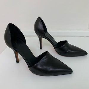 Vince d’Orsay black leather pumps